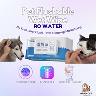 Pet Toilet Flushable Unscented RO Water Wipe | Tisu Basah Kucing Larut Air | Tidak Menyumbat Toilet 