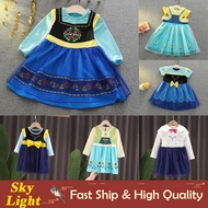 7Colors Frozen Princess Anna Casual Dress For Kids Girl Yellow Blue Baby Dresses Halloween Christmas Girls Daily Outfits