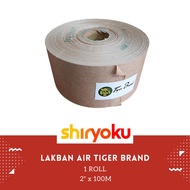 ✾ Lakban Air 2" Inch x 100M Gummed Paper Craft Tape Tiger Kraft 1