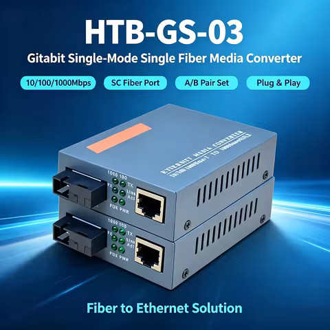 10/100/1000Mbps Gigabit Fiber Media Converter HTB-GS-03 Ethernet Optical Transceiver for CCTV IP Cam