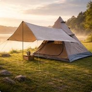 Resistant Pyramid Tent Waterproof Teepee Tent 3 Season for Families