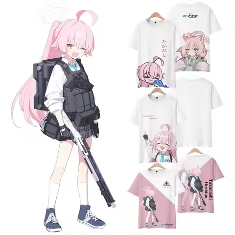 Blue Archive Takanashi Hoshino Cosplay T-shirt 3D Print Kids Anime Tee Men Women Short Sleeve O-Neck