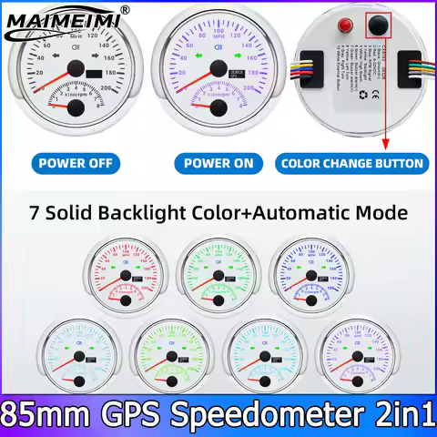 Universal 2in1 85mm GPS Speedometer Tachometer 8000 RPM Meter 1200KM/H 120 160 KM/H Speed Gauge for 