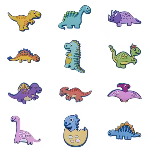 Wholesale 1pcs PVC Shoe Accessories for Crocs Charms Dinosaur Badge Women Clogs Buckle Kids Pins Dec