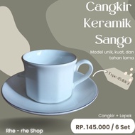 SANGO CANGKIR warna putih list Gold isi 12 pcs/set /type 45401/2