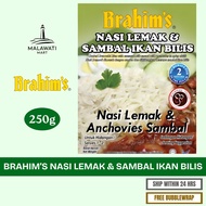 BRAHIM's Nasi Lemak & Sambal Ikan Bilis Segera | Nasi Lemak & Anchovies RTE Ready to Eat Meal 250g