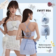 Swift Bra 3-Piece Bikini Set Sexy Swimsuit Rose Decoration On The Chest New Wrinkled Fabric summer