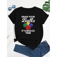 T-Shirts for Women with Round Prints - Perfect for Bocce Ball