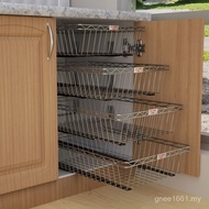 Stainless Steel Pull Basket Type Storage Drawer Type Perforated Shelf Cabinet Basket Pull Iron Grid 