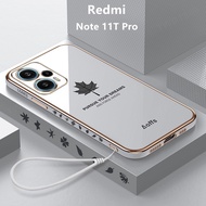 Casing Redmi Note 11T Pro Case Plating Maple Leaves Cover Soft TPU Phone Case Redmi Note 11T Pro