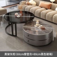 岩板茶几 輕奢現代簡約圓形小戶型茶几 客廳家用極簡大理石（平行進口）（快遞送貨上門）