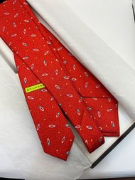 BVLGARI 近全新 原盒 紅色戒指設計滿版領帶 100%絲綢 二手商品 手打領帶 #23衣櫃出清