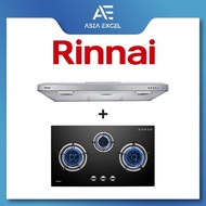 RINNAI RH-S95A-SSVR 90CM SLIMLINE HOOD + RINNAI RB-983G FLEXIHOB 88CM 3 BURNER GLASS BUILT-IN GAS HOB