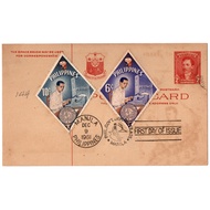 1961 2c RED Rizal Postcard First Day Issued Stamps 2 Value Set Macapagal-Pelaez Inauguration Capiz