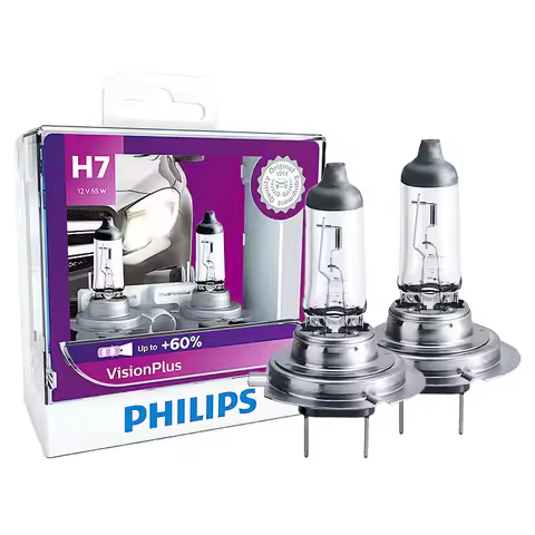 Philips H7 VisionPlus 12V 55W PX26d Halogen Car Headlight VP +60% Bright Auto Lamps Original Light N