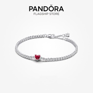 Pandora Red Sparkling Heart Tennis Bracelet