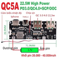5-port Backup Charger Circuit QC5A 22.5W QC4.0+ QC3.0 Micro / Type-C with integrated 3.7v Battery Pr
