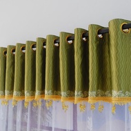 Gorden Renda Poni Mewah Jendela Pendek Atas Pintu Model Smokring Lurus Aksesoris Manik Cantik Bahan