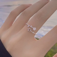 1 PC Silver Color Y2k Five-pointed Star Rings Hollow for Women Open Flower Vine Adjustable Ring Inlaid Zircon Star Wedding Jewelry