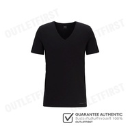 HUGO BOSS รุ่น T-SHIRT V-NECK URBAN LONGER BACK CODE: 50377709 001 เสื้อยืดคอวี เสื้อยืดสีดำ เสื้อยื
