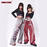 Girls Jazz Dance Hip-hop Hip-hop Hip-hop Long-sleeved T-shirt Straight-leg Trousers T