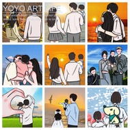 Bemular Art BS1 framed  20x20cm paint by numbers  Family Photo Couple Painting Paint By Numbers Wall