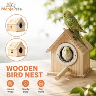 Wooden Bird Nest Breeding Box Rumah Burung Sangkar Cage Hanging House For Lovebird Budgie Finch