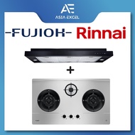 RINNAI RH-S329-PBR 90CM SLIMLINE HOOD + FUJIOH FH-GS6530 SVSS 3 BURNER STAINLESS STEEL GAS HOB