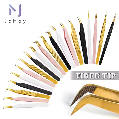 1pc Fiber Tip Tweezers Stainless Steel Straight Curved Nail Tools Volume Eyelash Accurate Tweezers C