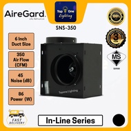 Airegard SNS-350 - 6" Exhaust Fan Ventilator [In-Line Series] /Ceiling Air Ventilation Exhaust Fan S