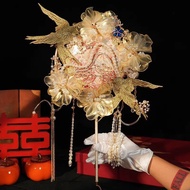 Golden Group Fan Bride Wedding Heavy Industry Premium Chinese Style Holding Flowers Finished Product