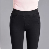 M&GS กางเกงยีนส์ ผญ กางเกงเอวยางยึดกางเกงยีนส์กางเกงยาวหญิงฤดูใบไม้ร่วงและฤดูหนาว ใหม่ในปีสลิมความยื