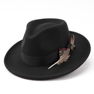 Fedora Hat Feather Fedora Hat Dress Up Panama Topper Hat Retro Woolen Bucket Hat Men Women