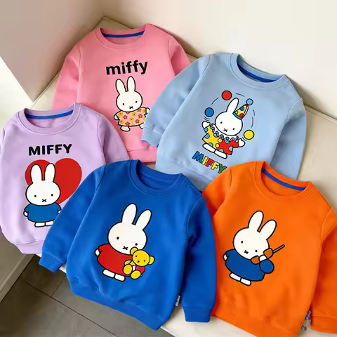 Miffy Printed Hoodie Pullover Long-sleeved Does Not Fade Round Neck Sweatshirt Spring Autumn Clothin