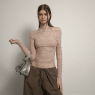 MESH LONGSLEE TOP pink MESH TOP - THESTAN