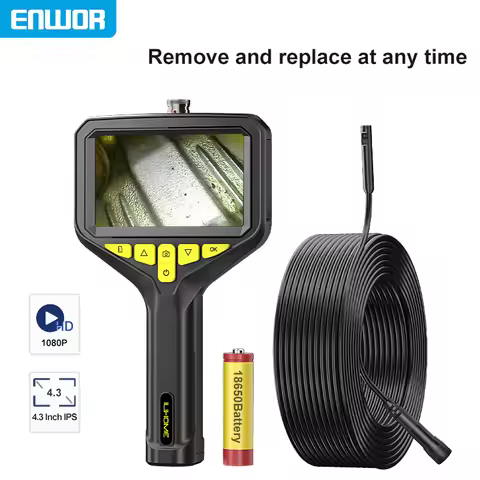 4.3'' IPS Endoscope Camera HD1080P 15m Rigid Cable Battery Replaceable Waterproof Hand-held Borescop