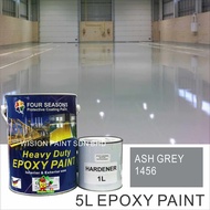 5Litre ( ASH GREY 1456) Paint Epoxy Floor Paint Coating ( FOUR SEASONS ) 5L (Cat Lantai Simen Epoxy)