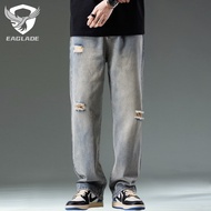 EAGLADE Wide Leg Men's Baggy Loose Vintage Jeans Pants for Men 191 in Medium Blue C03