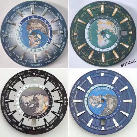 BOTIONI 33.5mm Watch Dial With beautiful map design,blue green black,luminous,fit NH35 movement,Watc