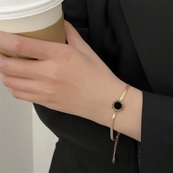 Black Round Titanium Women's Bracelet Bv Flat Anti-Rust Korean Women's Fashion - Latest Gold Titaniu
