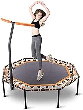 Home Office Mini Trampoline Foldable Fitness Rebounder Adults Kids Trampoline with 3 Levels Height Adjustable Handle Exercise Trampoline Indoor Workout Max Load 275lbs，Orange