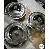 STAINLESS STEEL BUFFET SET PARTY SET BUFFET TRAY CHAFING DISHS BUFFET EMBOSSED GLASS COVER BERKAS LA