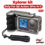 Xplorer Grip Kit for DJI Action 5 Pro,4,3 Street Photography handle components,metal rabbit cage fra