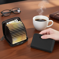 Men's Accordion Style Wallet - Theft-Resistant Card & ID Organizer Dompet Lelaki Gaya Akordion - Pen
