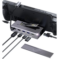 Steam Deck Dock M.2, 7 in 1 Docking Station for Steam Deck with SSD Port HDMI 2.0 4K@60Hz, Gigabit E