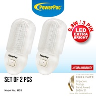 PowerPac 2X LED Night Light Toilet Bathroom Corridor Lamp (MC3)