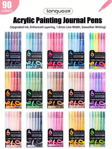 Languo 6-Color Acrylic Paint Pen Manual Multi-Color Gel Pen Student Gel Pen Writing Marker Stationer