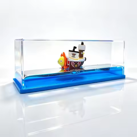 One Piece Fluid Ship Box Thousand Sunny Going Merry Floating Boat Display Box Anime Desktop Decor Co