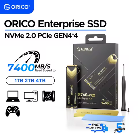 ORICO NVMe 2.0 Internal SSD Solid State Drive TLC PCIe Gen4 M.2 2280 7450MB/s for High End Computing