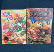 (3D立體賀卡)日本絕版東京迪士尼鋼牙與大鼻Chip N Dale 松鼠 奇奇蒂蒂C&D 毛絨公仔吊飾掛件kc 明信片Postcard生日賀卡聖誕節Christmas 聖誕卡。  匙鎖匙扣 。Disn